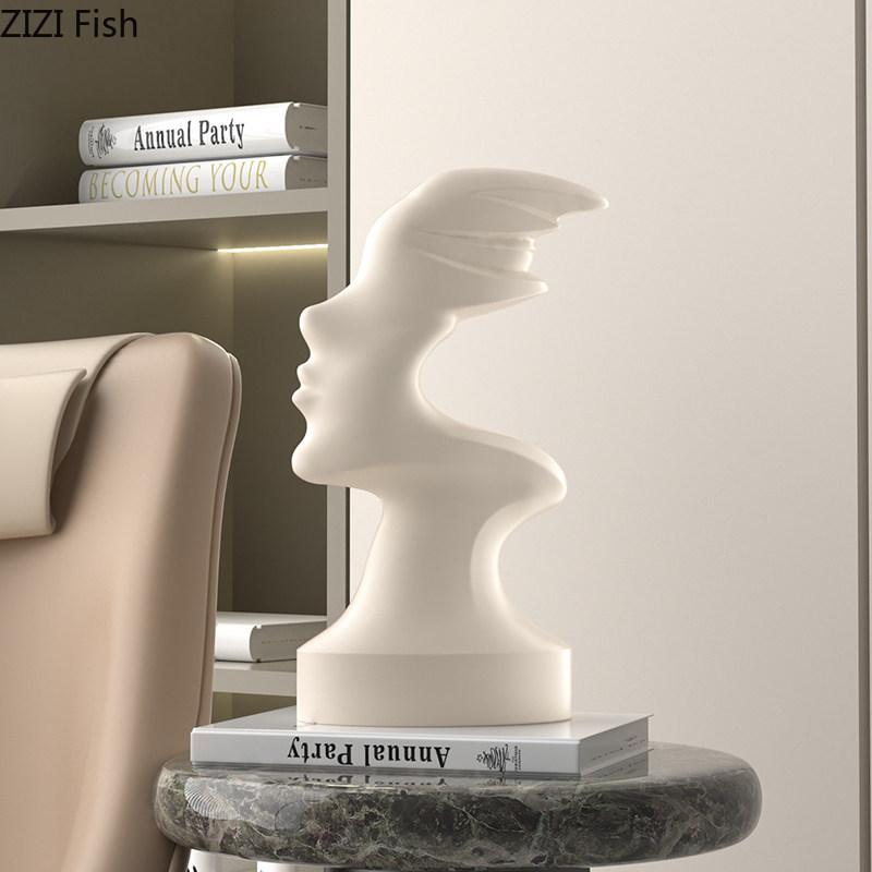 Abstract Transparent Characters Head Sculpture Desk Decoration Ornaments Figures Handicraft Modern Home Decor Accessories