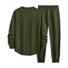 Men's Solid Color Round Neck Suit Casual Sports Long Sleeve Trousers Two Piece Suit