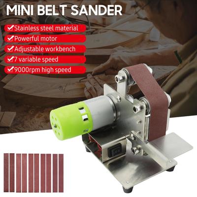 Mini Bant Zımpara Makinesi Elektrikli Zımpara Parlatma Taşlama Makinesi 10 Zımpara Kayışı ile 7 Değişken Hız