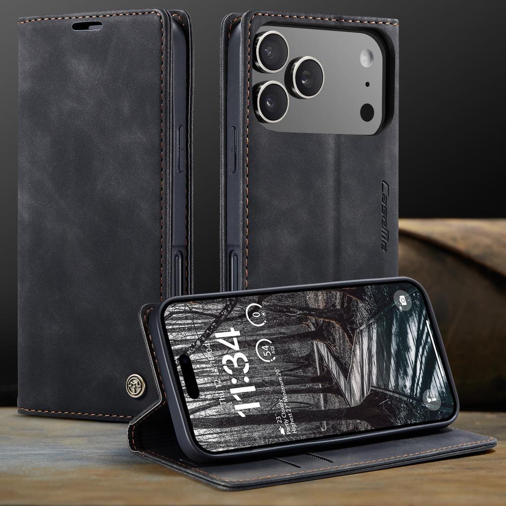 CaseMe Luxury Retro Magnetic Flip PU Leather Phone Case for iPhone 17 Air/17 Pro Max/17E Wallet Card Holder Cover Phone Coque