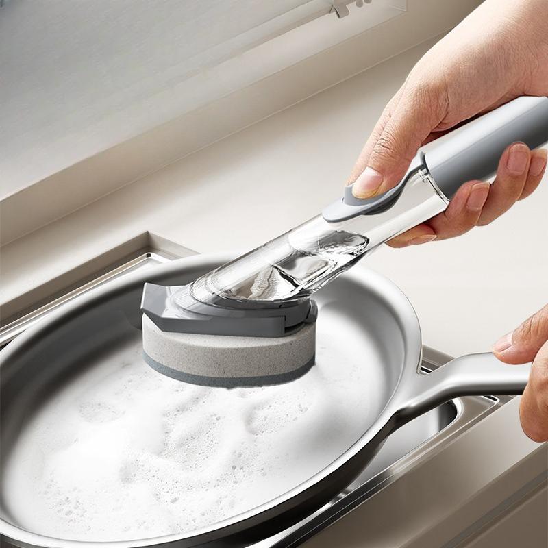 Kitchen Long-handled Hydraulic Pot Brush, Automatic Liquid Addition, Pot Brush, Cleaning Brush, Pot Brush, Dish Brush