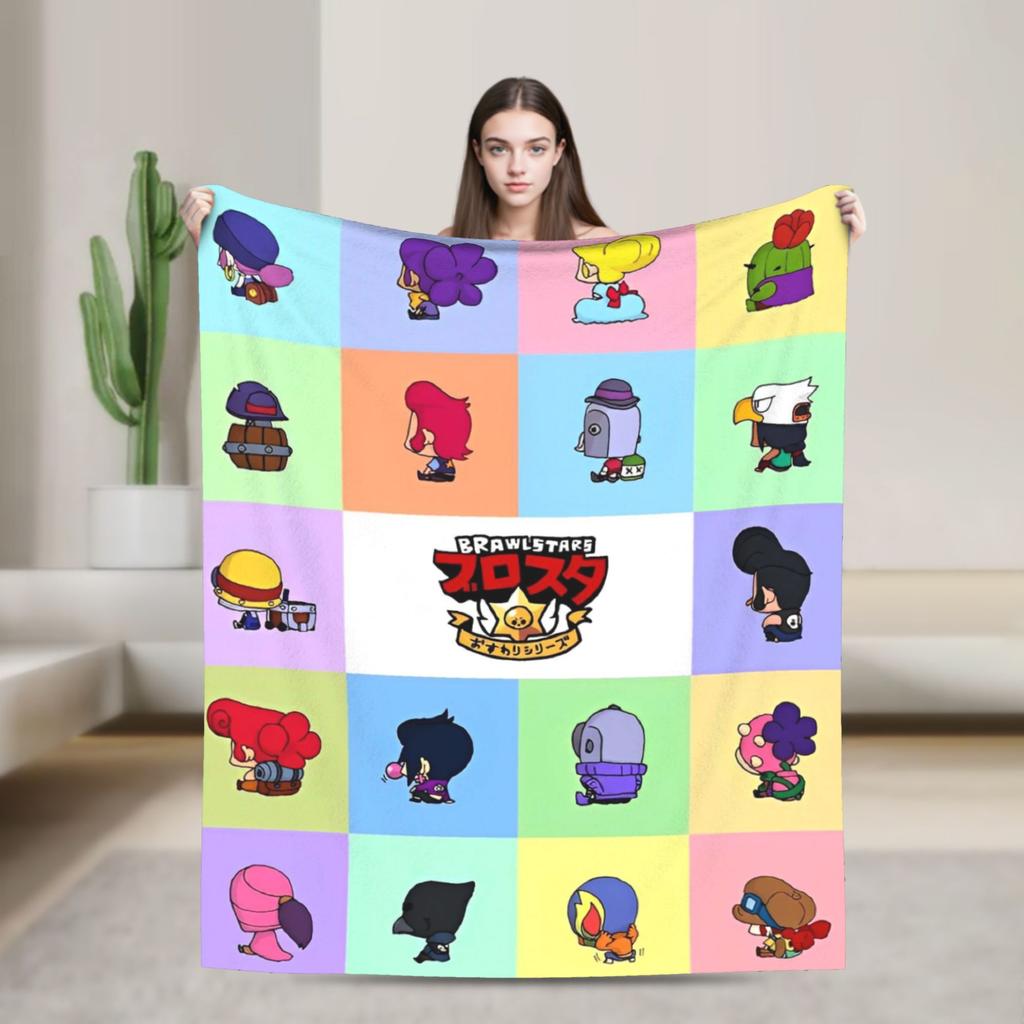 Emz Spike Squeak-Brawlld Blankets Cartoon Game Flannel Funny Warm Throw Blanket for Home Summer