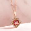 Rose Gold Color Pendant Gemstone Natural Red Ruby Treasure Pendant 45cm Necklace Jewelry Pendant