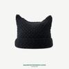 Abbey wind cat ears hat women's autumn and winter yk striped knitted hat cute warm pullover wool hat