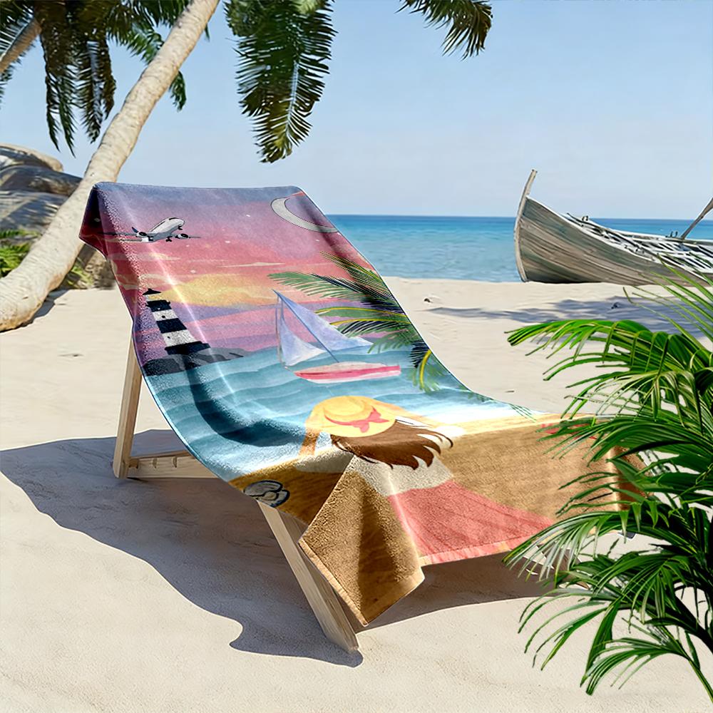 Tropical Beach Sunset Scene Beach Towel Quick-drying for Travel Outdoor Sports Jogging Beach and Swimming