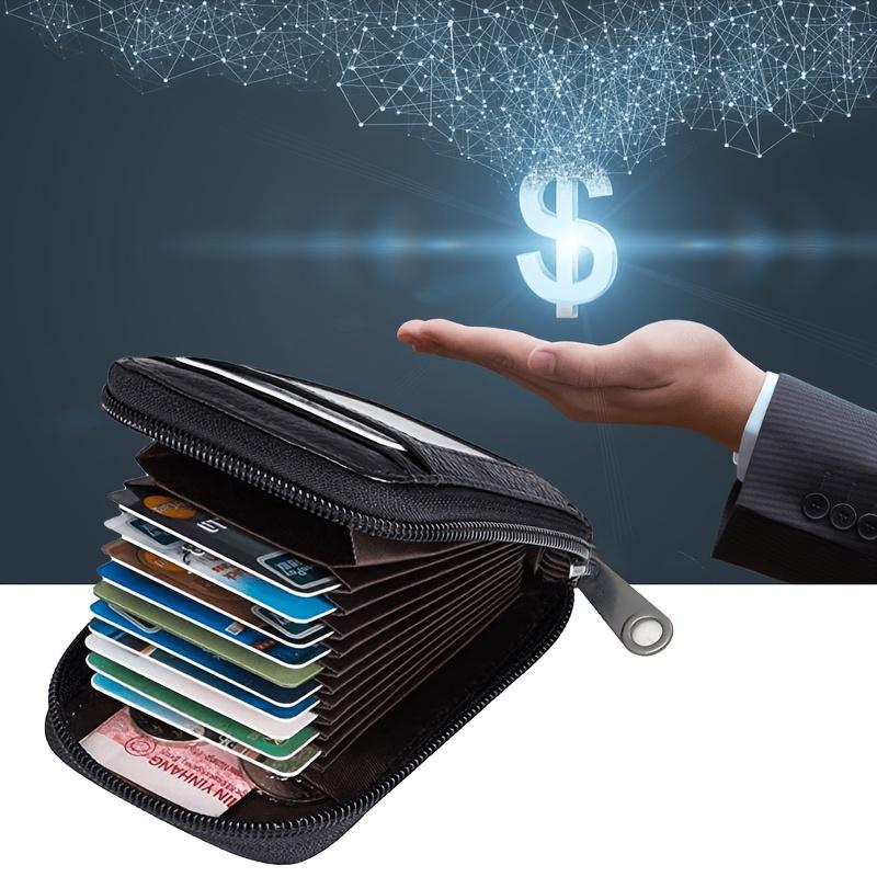 Men PU Casual Card Holder with Zipper - Lightweight, Minimalist Design for Daily Commute, Unlined Interior, Coin Purse Zippered Pouch