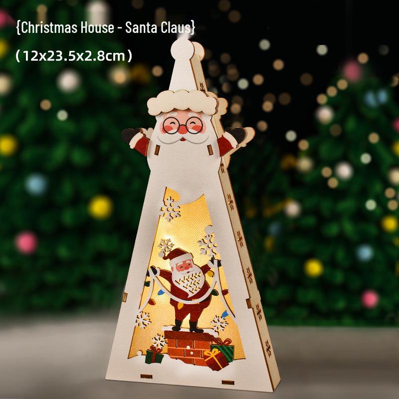 Luminous Handmade Wooden Christmas Tree Ornament Pendant Decor Gift.