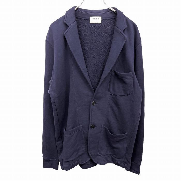 [Used] [Impression AB] PLST Plaste Sweat Jacket Cut and Sew Cardigan Tailored Long Sleeve Fleece Plain Two Button Closure 100% Cotton M Navy Navy