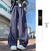 Pantalon d'été rétro à carreaux taille haute jambes larges pour femme (Petite) - Style 2026