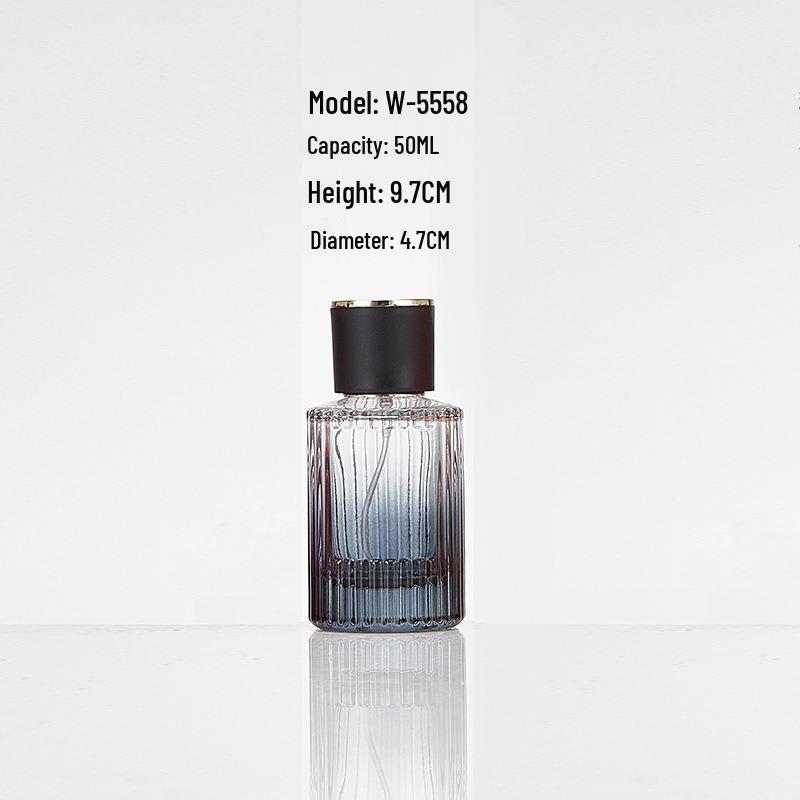 Colored Glass Perfume Bottle with Vertical Stripes - 30ml/50ml, Portable & Refillable Spray Bottle