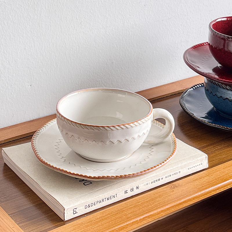 Retro Kiln Change Coffee Cup Saucer Home Cafe Latte Latte Flower Cup Afternoon Tea Cup Coffee Cup Light Luxury High Sense