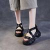 Popular Muffin Platform Cross Sandals Summer 2025 New Soft Leather Roman Beach Shoes Zipper Fashion Cool Boots
