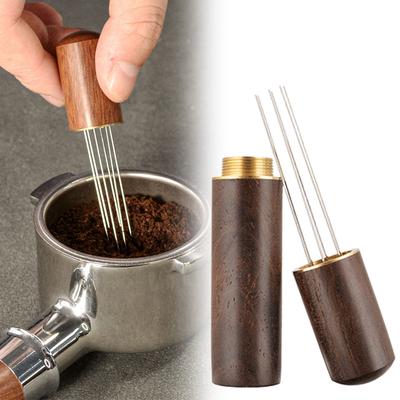 5 Nadel Kaffeepulver Tamper Espresso Kaffee Rührer Kaffeezubehör Holzgriff Verteiler Café Werkzeug Barista