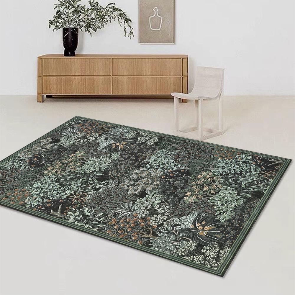Wasbaar Botanisch Vloerkleed Antislip Vlekbestendig Bosontwerp voor Woonkamer Slaapkamer Eetkamer Boerderij Decor 40x60cm