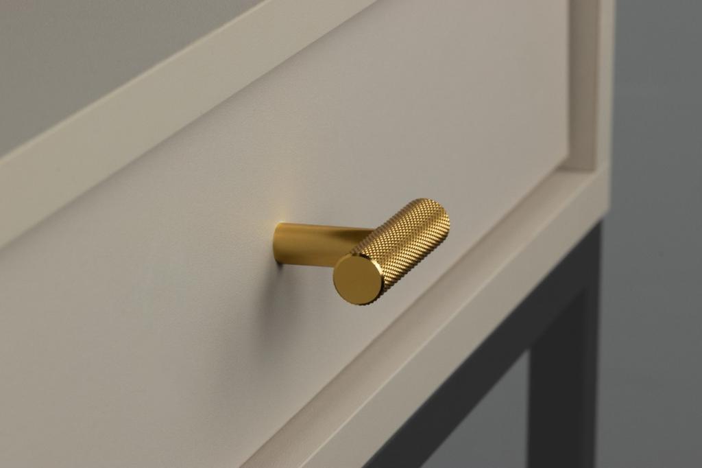 4 x Furniture knob railing grooved knurled metal brushed gold