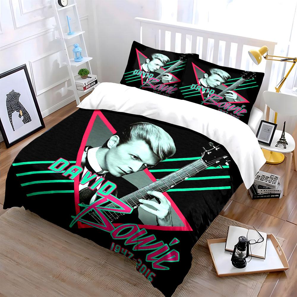 David Bowie Tribute Design Bettwäsche Bettbezug Set Bettbezug Kissenbezüge (1*Bettbezug 2*Kissenbezüge, ohne Bettdecke)