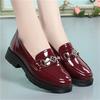 Women's Mary Jane Platform Shoes Round  Head Spring New Metal Chain Casual Soft Patent Leather Slip On Loafers