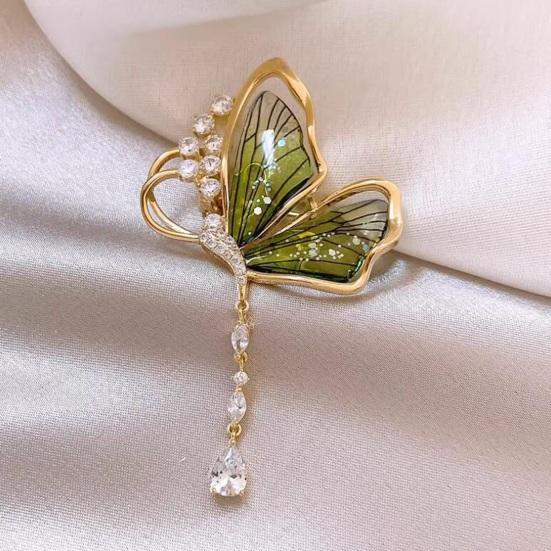 1 par elegante sommerfugler form brosje skinnende rhinestones dusk pin Vanndråpe anheng merke Klær hatter Vesker Tilbehør