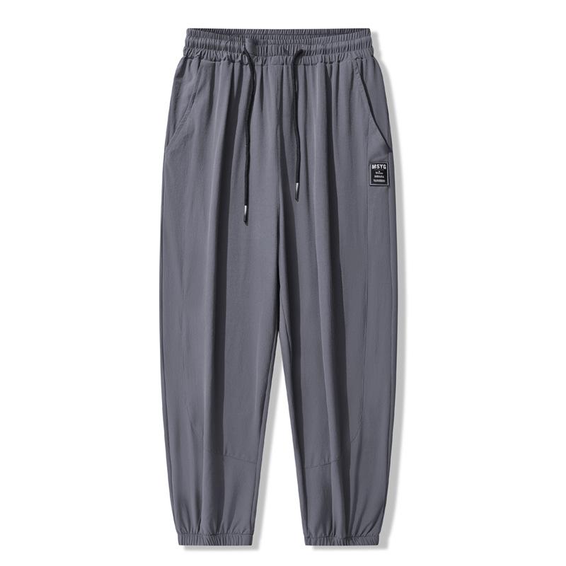 Calças de seda de gelo de nylon para homens, leggings soltas de verão, calças esportivas casuais masculinas, calças com sensação de gelo e ar condicionado