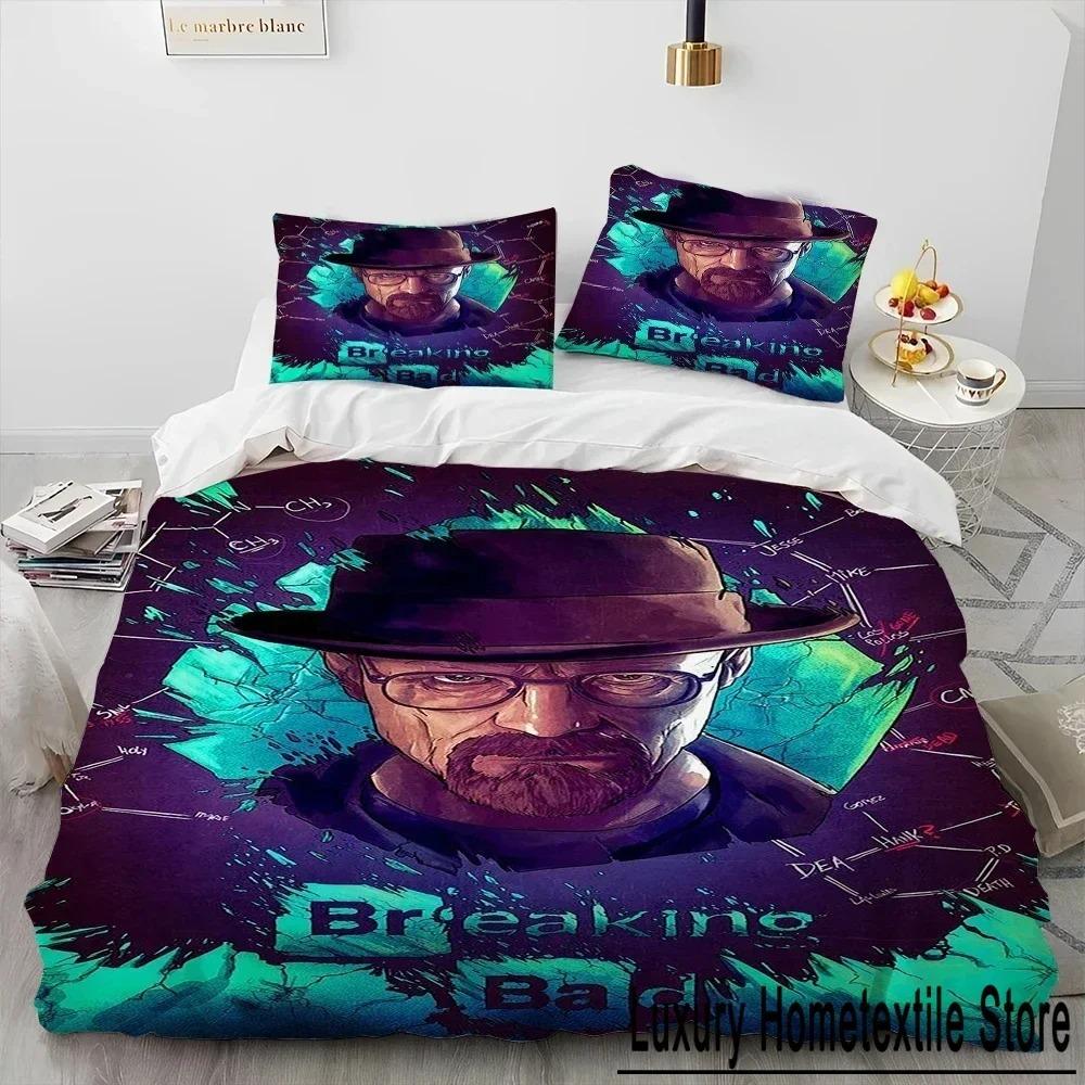 Set Biancheria da Letto Trapuntato 3D Breaking Bad Walter Hartwell, Set Letto Copripiumino Coperta Copricuscino, Set Biancheria da Letto King Queen Size Bambino