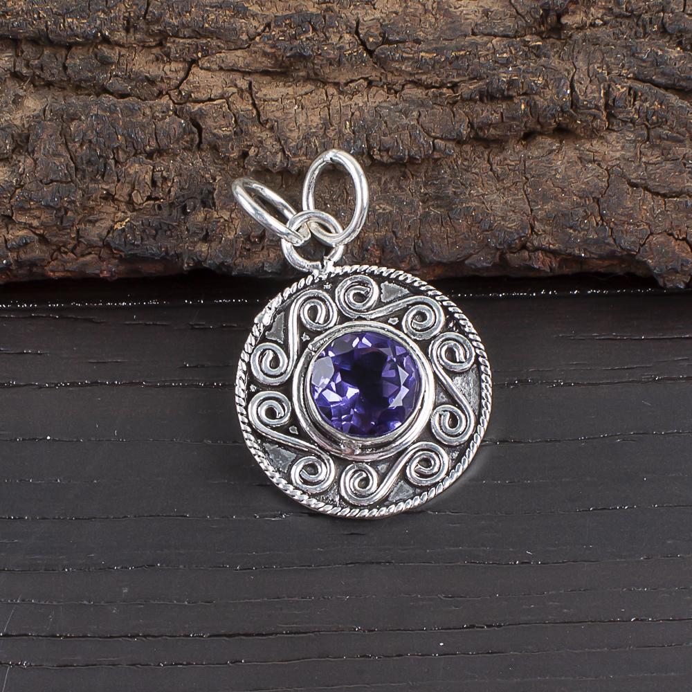 Iolite Pendant Gemstone Jewelry, 925 Solid Sterling Silver Pendant, Handmade Jewelry Birthstone Pendant, Gift For Him