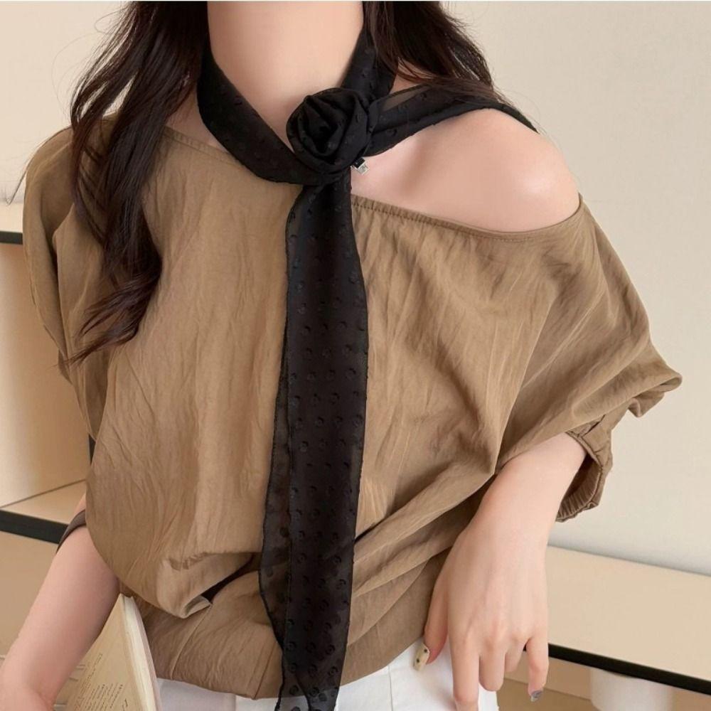 Detachable Design Chiffon Scarf Thin Material Polka Dots Scarf Neck Scarf  Fashion Accessory