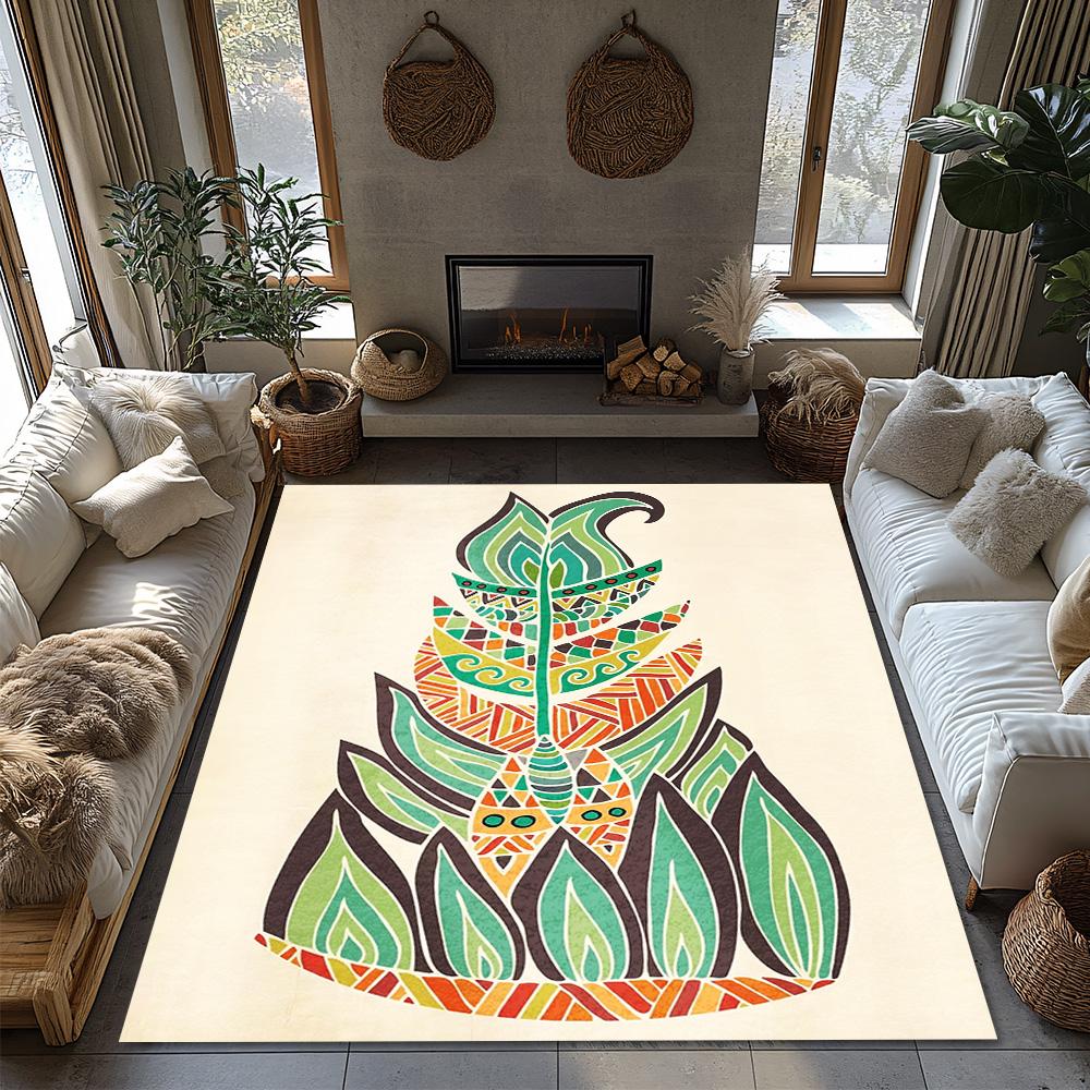 Stylish Abstract Area Rug Modern Geometric Floor Mat Bohemian Home Decor Non-Slip Living Room Carpet Unique Patterned Rug Contem