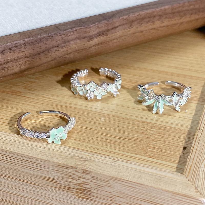Mint Matcha Milk Green Butterfly Open Ring Women'S Niche Design Small Fresh And Cold Ring