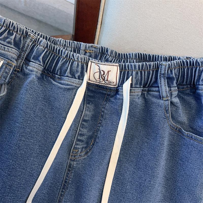 Super Size High Waist Plus Size Loose Work Jeans - Summer 5-Point Pants