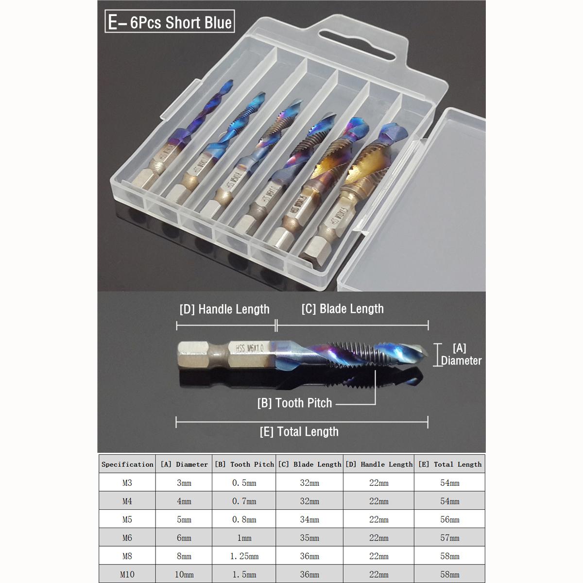

Набор винтовых метчиков M3/4/5/6/8/10, шестигранный спиральный метчик, сверло с зенковкой, развертка, титановые инструменты для нарезания фаски из мягкого металла
