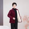 Stylish Loose Plus Size Fleece-Lined Corduroy Jacket for Middle-Aged and Elderly Women