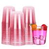 100 Adet 12Oz/360Ml Pembe Tek Kullanımlık Bardaklar Şeffaf Plastik Kokteyl Bardakları Tatlı Bardakları İçki Bardakları Pembe Parti Şarap Bardakları Düğün İçin