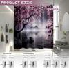 Japanese Shower Curtain Asian Cherry Blossom Bathroom Decor Mountain Bath Curtain, Waterproof Cloth Fabric With Hooks
