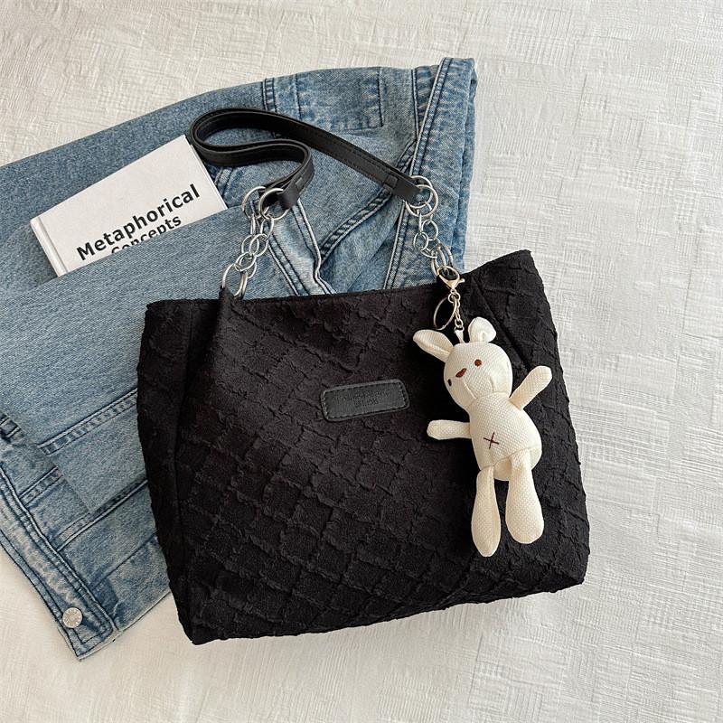 Elegant Versatile Canvas Tote Bag In Black And White For Trendy Spring Fashion