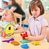 6Pcs/Set Ocean Theme Sensory Toy Textured Fish Crab Turtle Starfish Shell Sensory Stone Toy Anxiety Stress Relief Silicone Fidget Toy