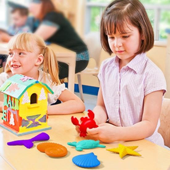 6Pcs/Set Ocean Theme Sensory Toy Textured Fish Crab Turtle Starfish Shell Sensory Stone Toy Anxiety Stress Relief Silicone Fidget Toy