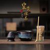 Starry Sky Matcha Tea Set: Kiln-Glazed Ceramic Bowl, Song Dynasty Tea Whisk, Scoop, and Accessories.