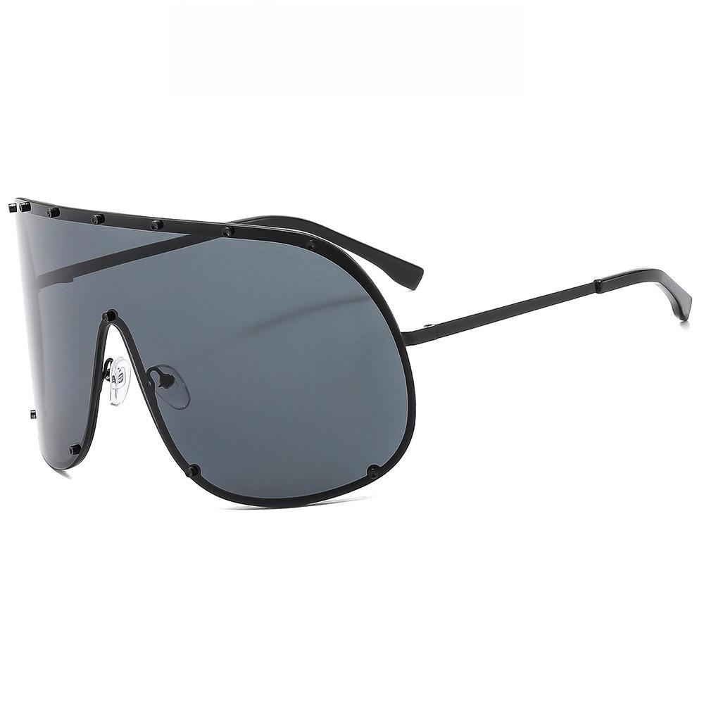 

Fashion Oversized Luxury Sunglasses For Women Men Modern One-Piece Lens Frame High Quality Sun Glasses Shades UV400 Eyeglasses As the picture чёрный