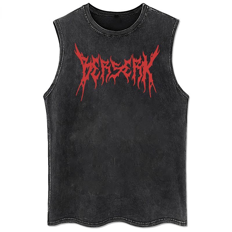 Anime Vest Printed Washed Retro Sports Fitness Casual Shortsleeved Loose Large Size Summer