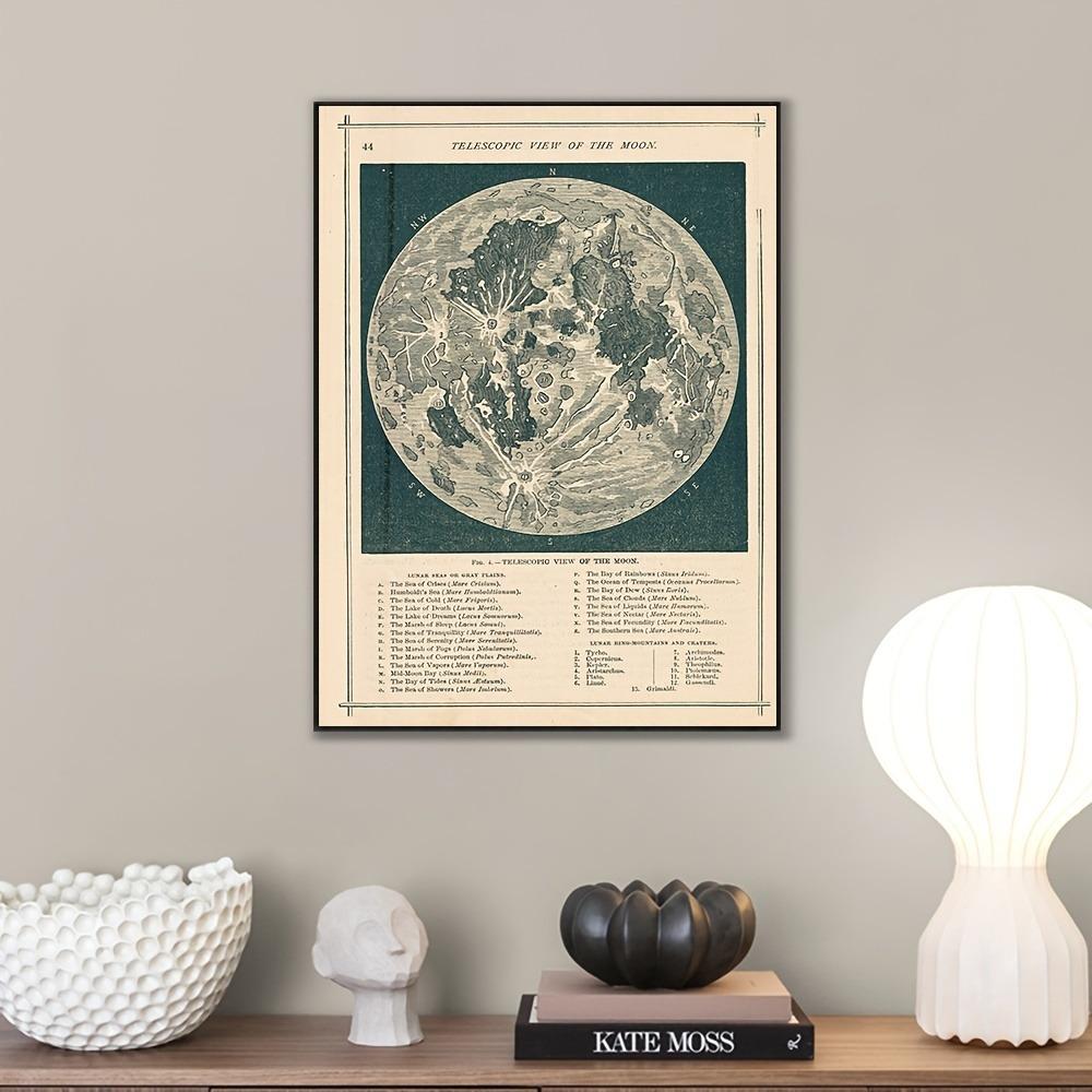 Vintage Full Moon Map Reproduction Wall Art Print Poster Lunar Astronomy Moon Chart Canvas Painting Picture Home Wall Art Decor