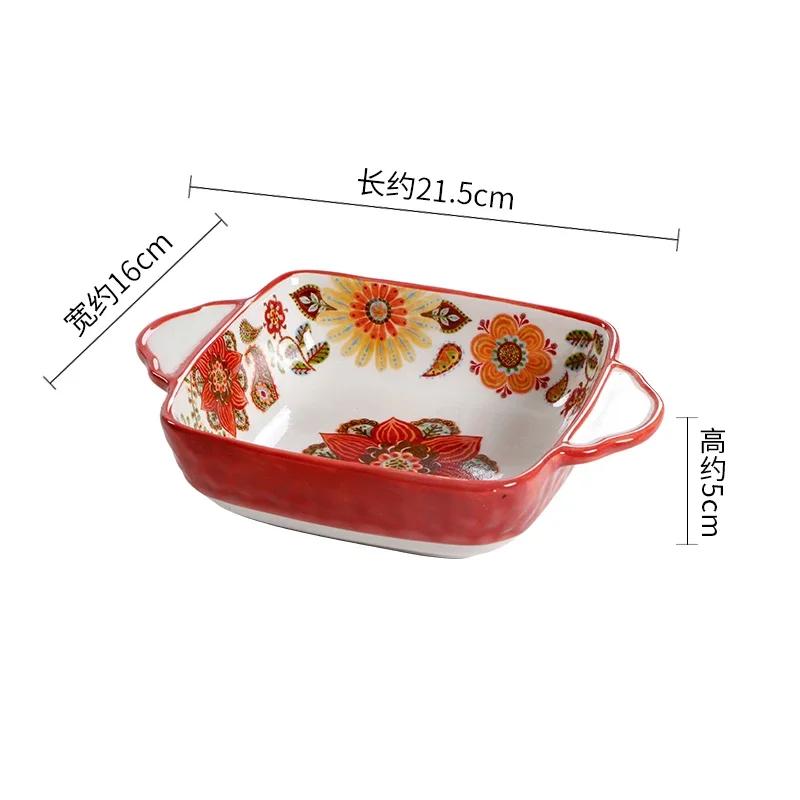 Creative Bohemian Style Ceramic Plates Retro Restaurant Salad Pasta Plate Delicious Dishes Large Soup Bowls Household Tableware