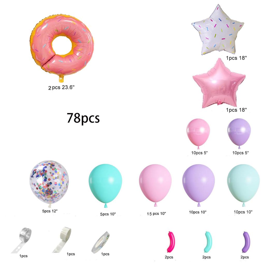 Donut Birthday Party Decorations Including Donut Balloon Garlands Banners in Pink Blue Perfect for Sweet Birthday Party Decor