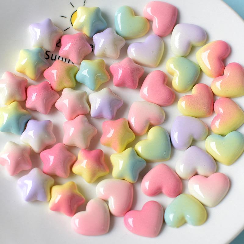 10 Pcs New Cartoon Sweet Gradient Color Love Pentagram Peach Heart Resin Scrapbook Diy Decorative Jewelry Accessories A83