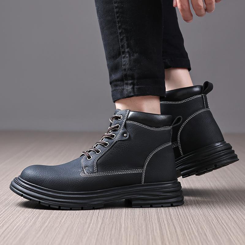 Golden Sapling Men's Ankle Boots Autumn Winter Thick Soled Fashion Retro Micro Fiber Leather Man Shoes Outdoor Leisure Tide Boot