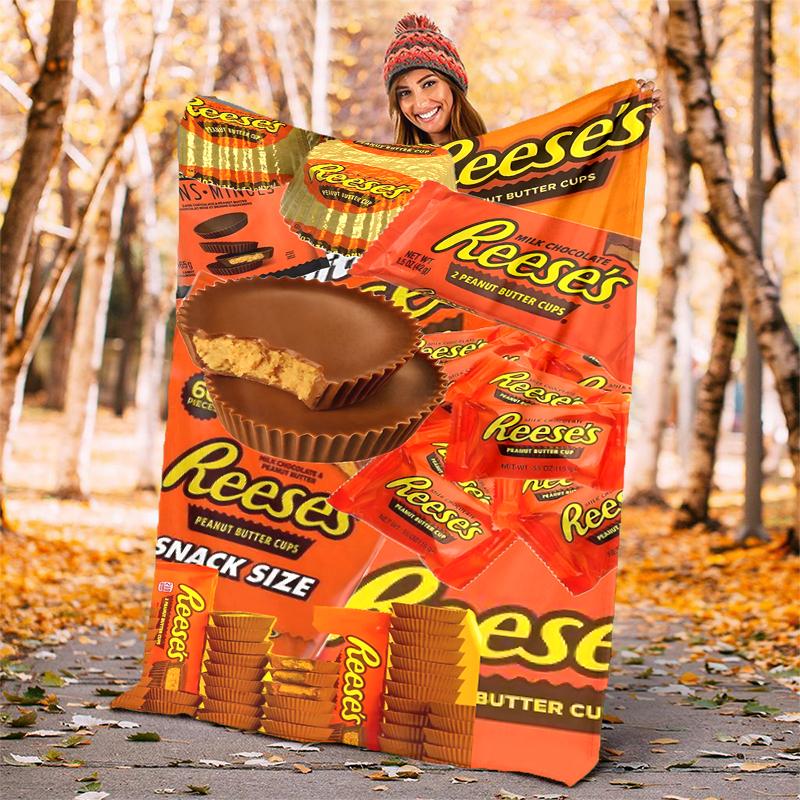 Reese‘S Peanut Flannel Blanket Soft All-Season Throw, Design for Camping, Car Travel, Hiking Sofa, Bed, Office Perfect Gift for Parties