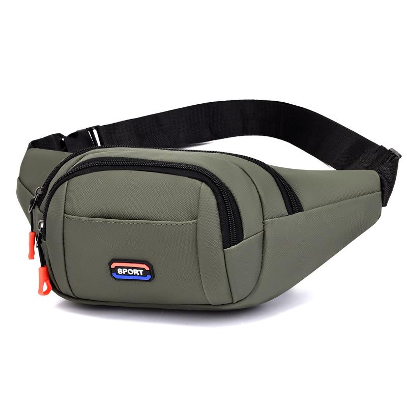 2025 new leather film waterproof fanny pack men's simple large-capacity cash register change messenger bag retro sports breast bag