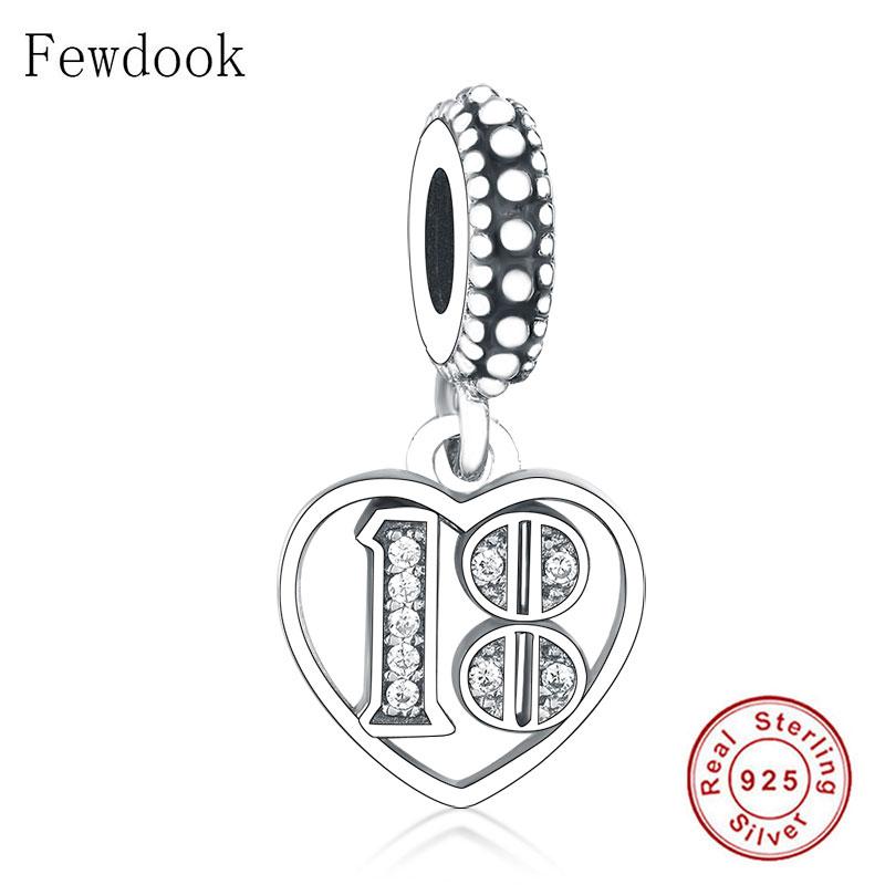 Fit Pan Charm Bracelet Authentic 925 Silver Alphabet & Numbers 18 21 50 60 Years Of Love Bead Making Berloque