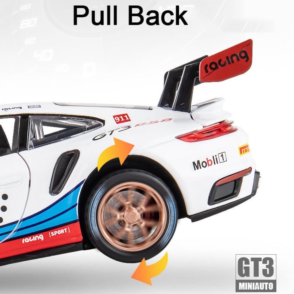 1/32 Porsche 911 GT3 RSR Sportwagen Spielzeug Legierung Druckguss Maßstab Modell Simulation Racing Pull Back Radaufhängung Sammlung Spielzeug für Jungen