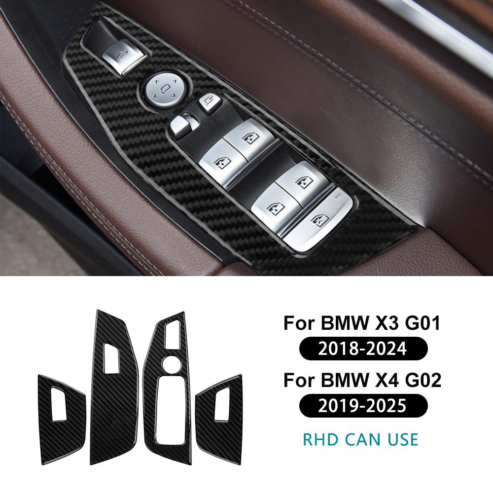 Carbon Fiber Window Switch Frame Cover for BMW X3 G01 2018-2024 X4 G02 2019-2025