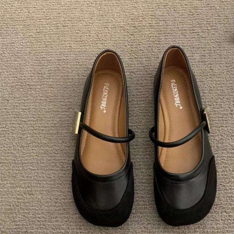 French Mary Jane Shoes Shallow Mouth Single Shoes Women's 2025 Spring Explosion with Skirt Flat Sole Single Shoes Gentle Style Grandma Shoes
